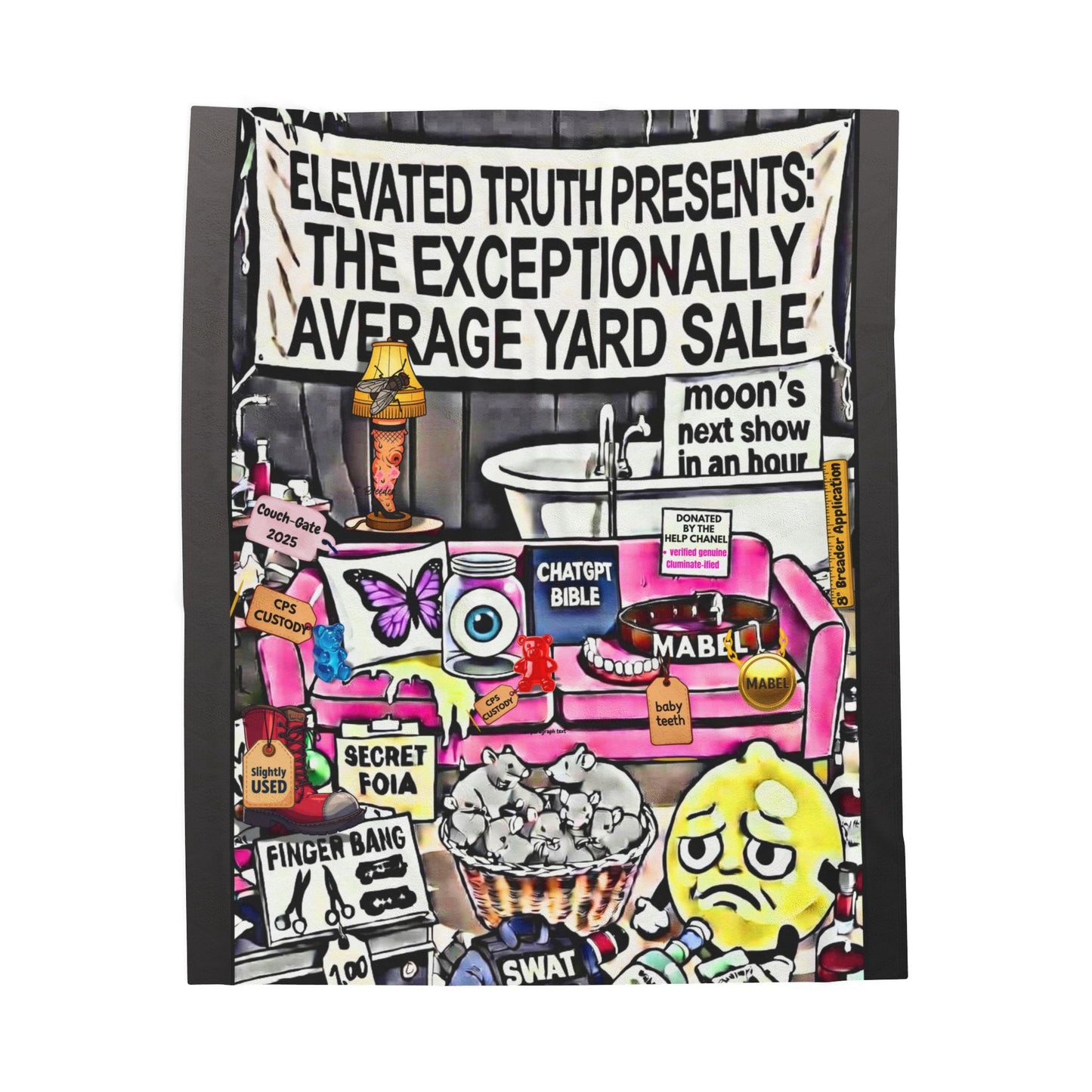 Velveteen Plush Blanket — 'Elevated Truths' Humorous Year‑End Yard Sale Design