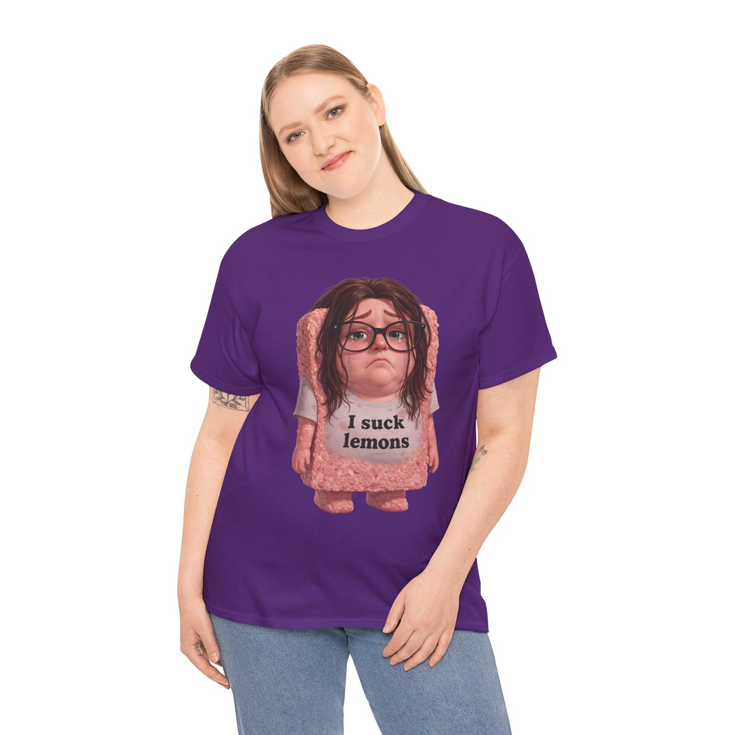 Graphic Tee — Cute Sad SPAM  Character with 'I suck lemons' Slogan