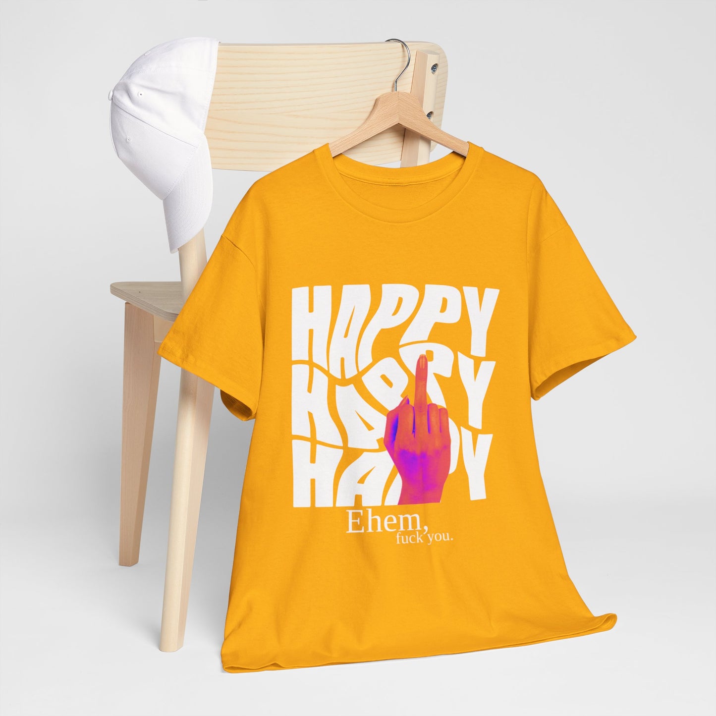 Happy Middle Finger Tee — "Ehem, fuck you." Graphic T-Shirt