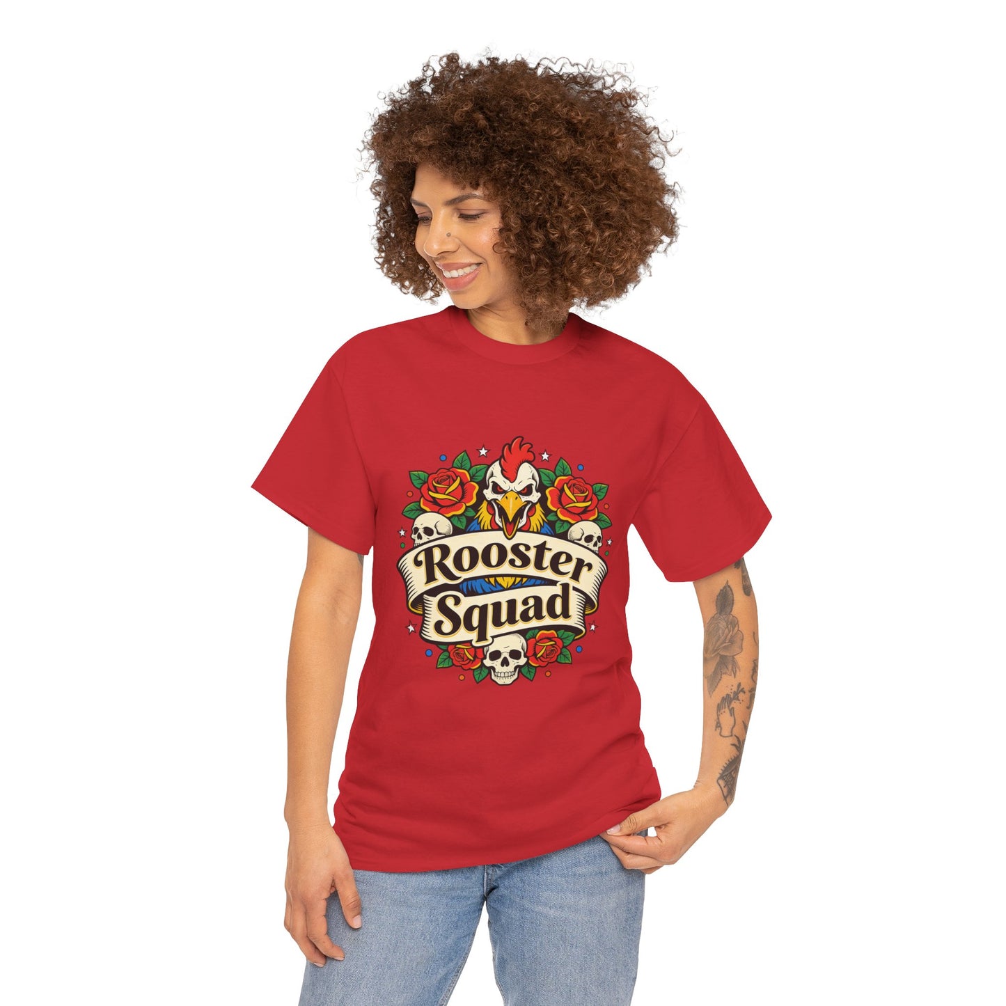 Rooster Squad T-Shirt — Vintage Tattoo Floral Rooster Tee