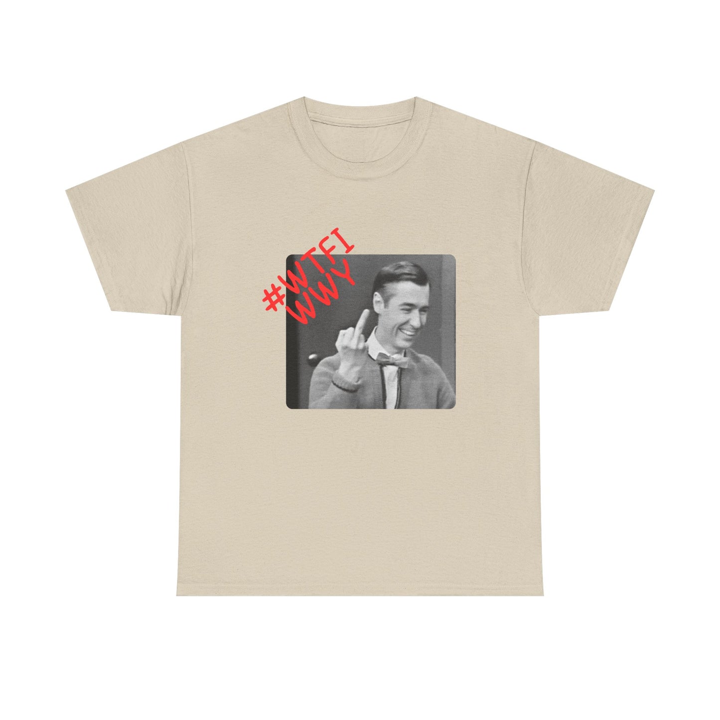 WTFIWWY Vintage Mr. Rodger Flip Tee — Retro Graphic T-Shirt