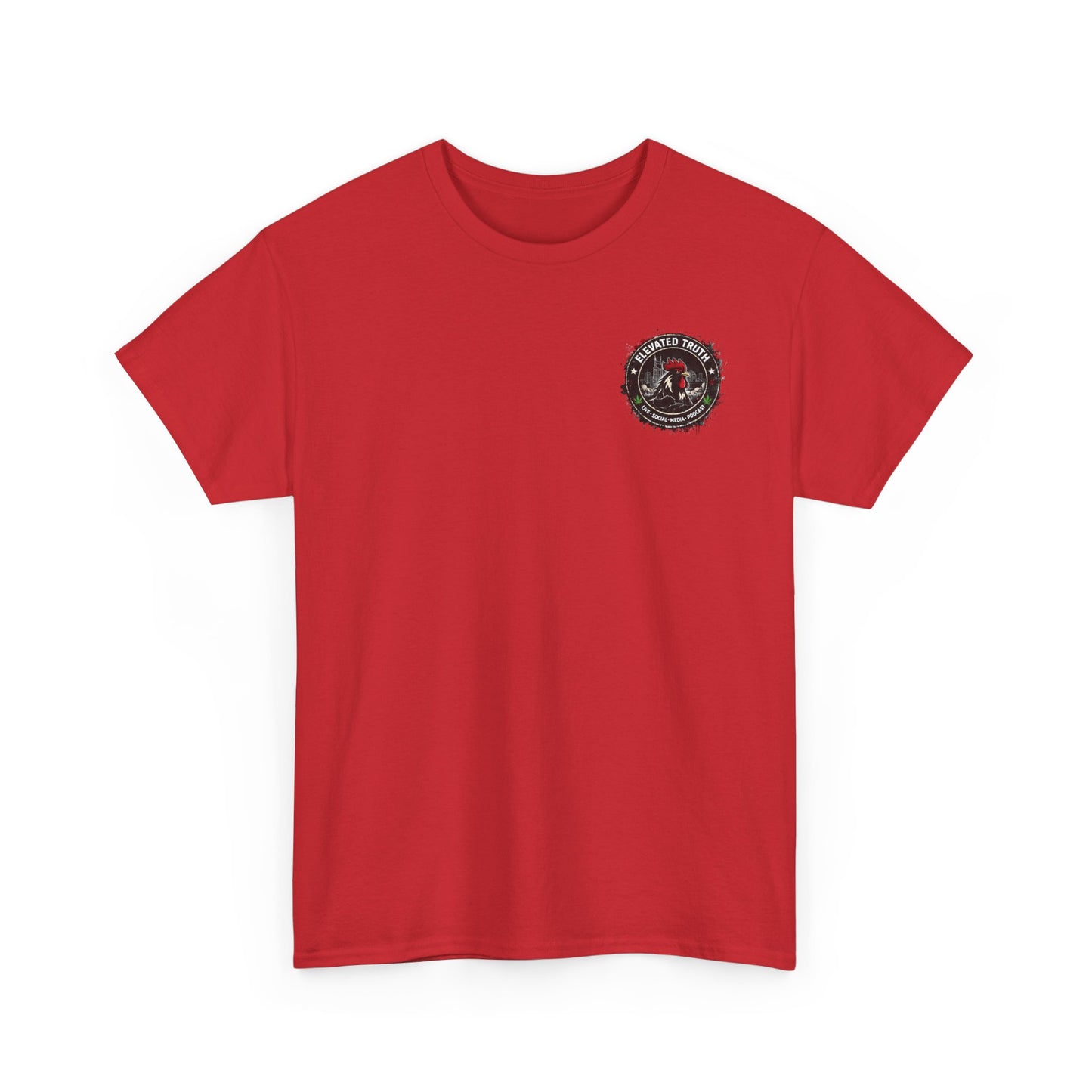 Rooster Squad Graphic Tee — Vintage Firefighter-Style Back Print