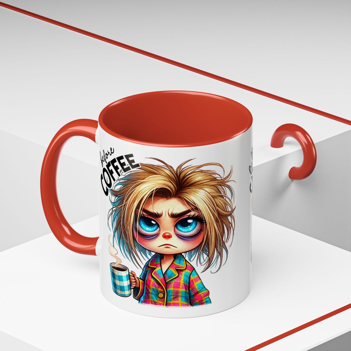Accent Coffee Mug — Cute Blonde 'Fully Caffeinated' Coffee Lover Gift (11/15 oz)