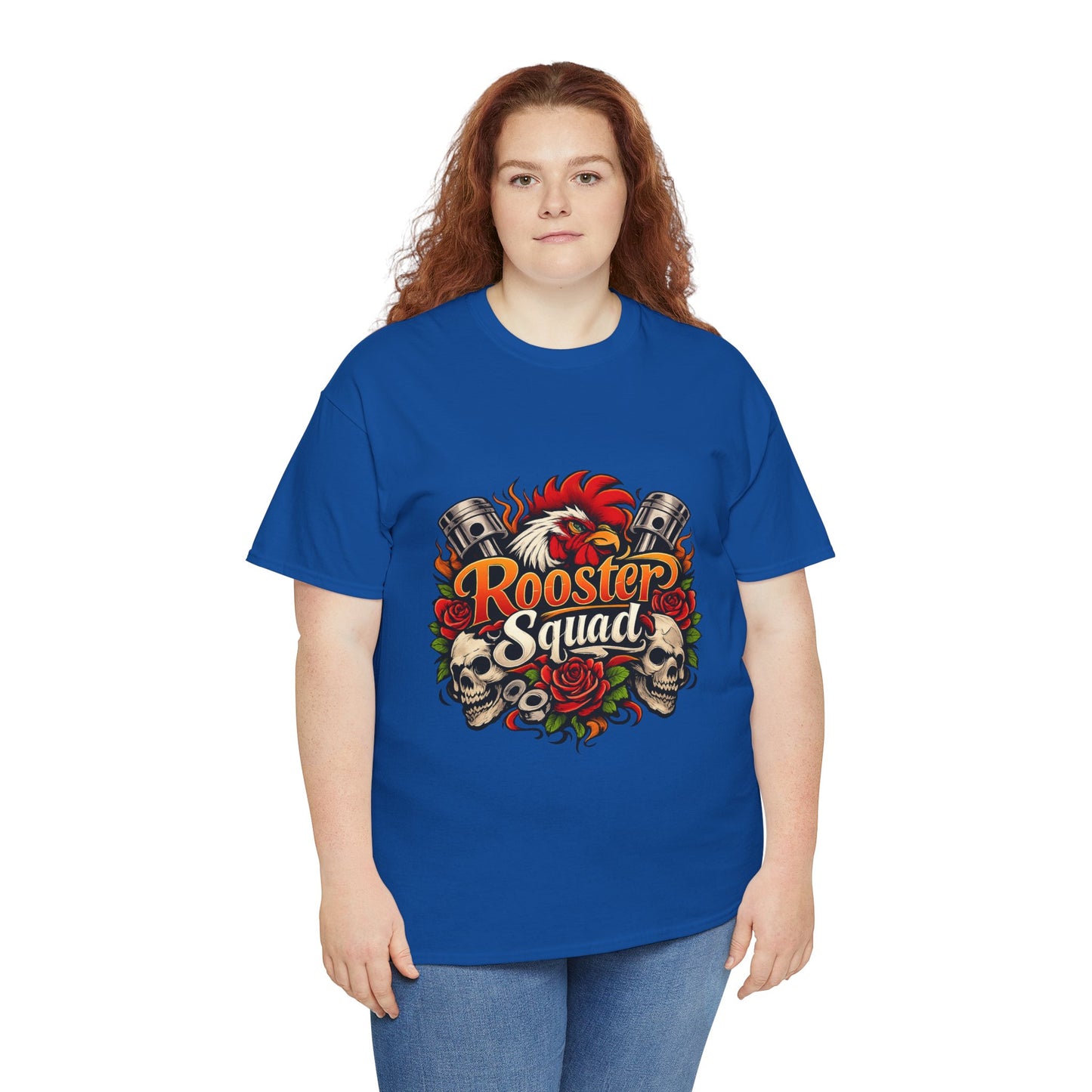Rooster Squad Graphic Tee — Retro Skull & Pistons Vintage Motorcycle Shirt