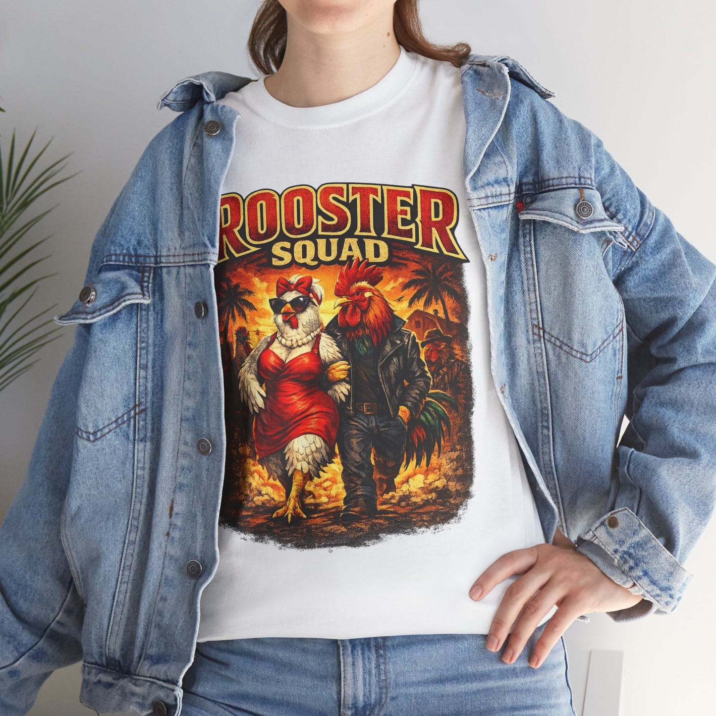 BIG ROOSTER ENERGY: Rooster Squad Vintage Graphic Tee – Retro Tropical Rooster Couple Shirt