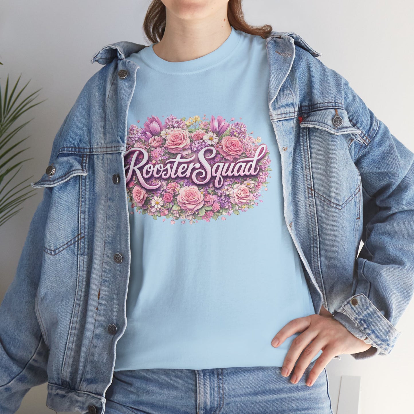 Rooster Squad Floral Tee — Vintage Pink Floral Graphic Shirt