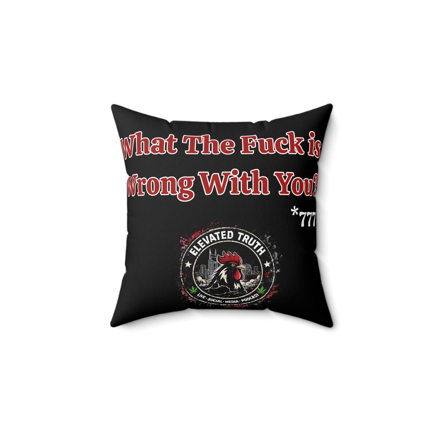 Funny Graphic Throw Pillow — "The Exceptionally Average Yard Sale" & Bold Red ET Logo