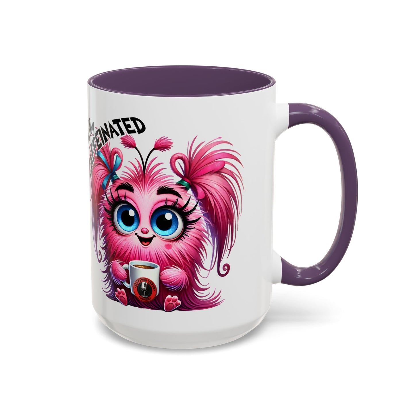 Accent Coffee Mug — "Scary Before Coffee, Extra Sparkly Cute After Coffee" Cute Girl Monster Coffee Mug (Girlfriend Gift)