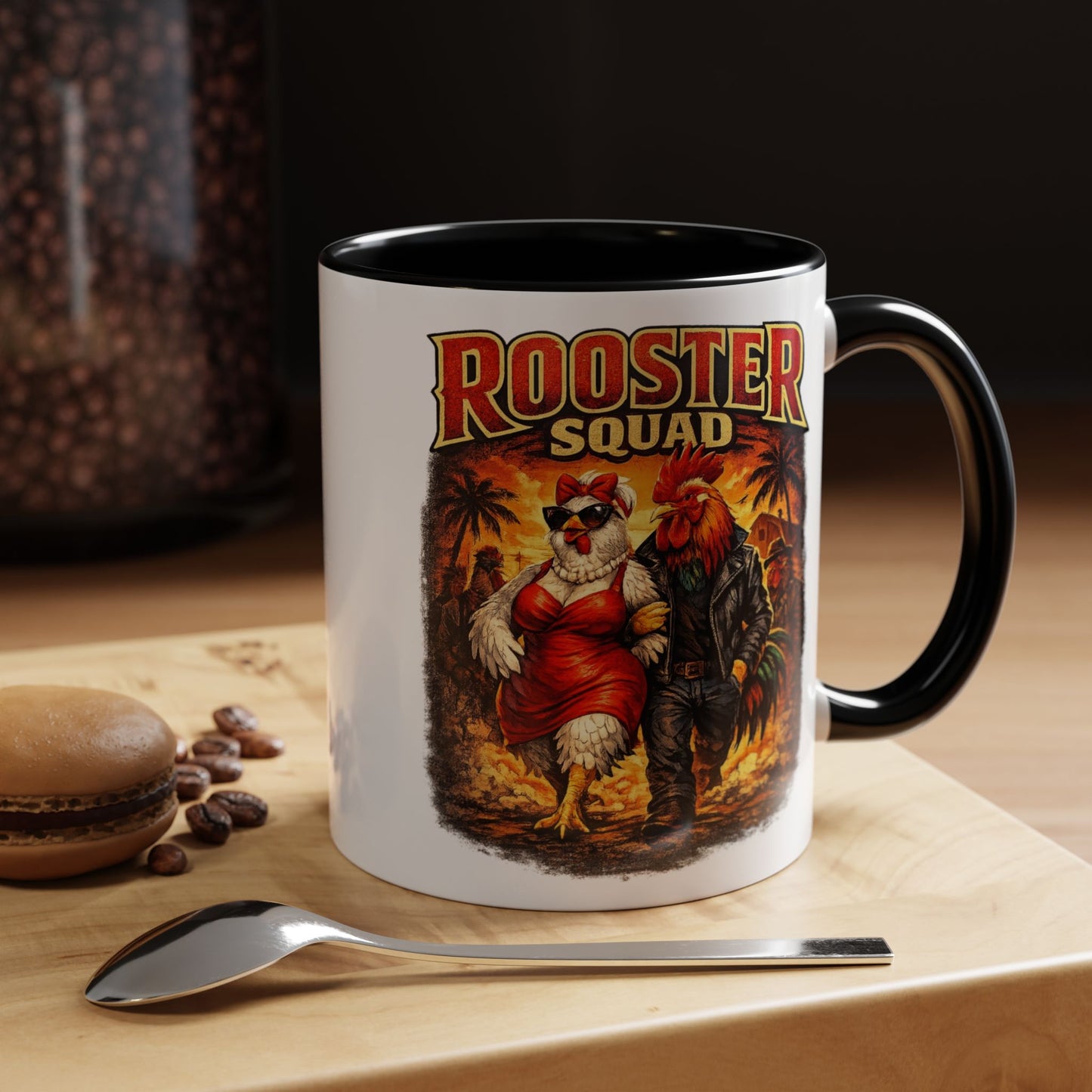 BIG ROOSTER ENERGY: Rooster Squad Coffee Mug – Retro Tropical Rooster Couple Accent Mug (11/15oz)