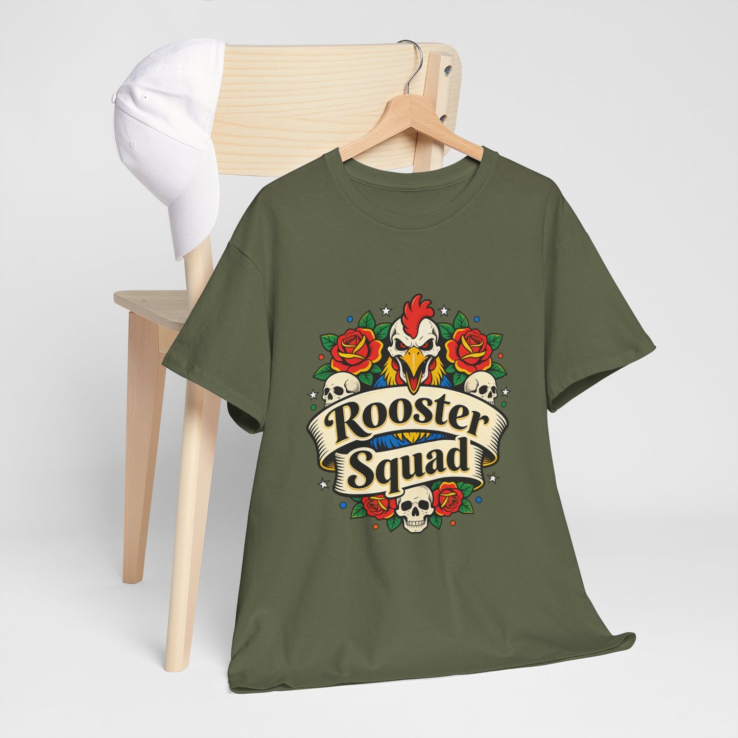 Rooster Squad T-Shirt — Vintage Tattoo Floral Rooster Tee