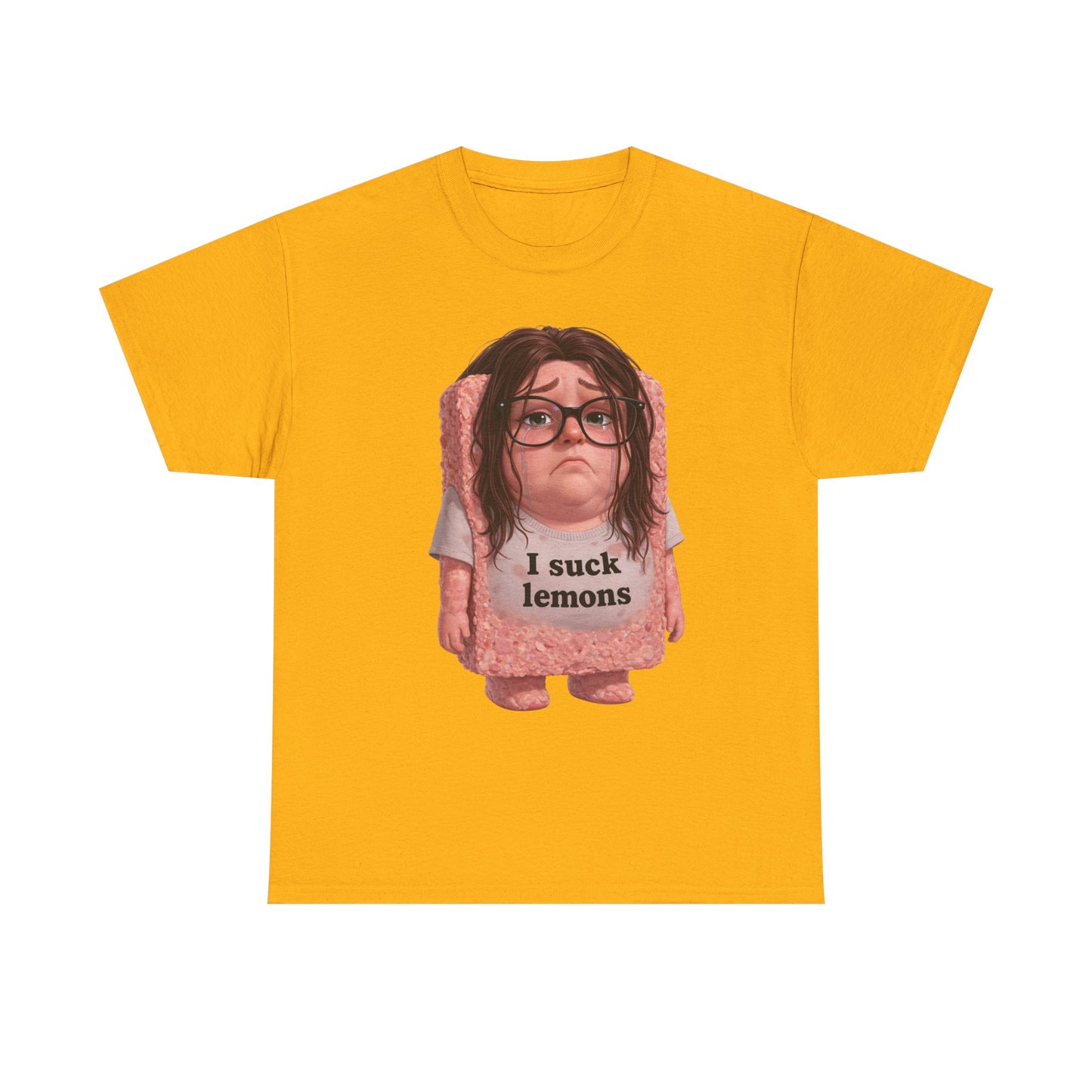Graphic Tee — Cute Sad SPAM  Character with 'I suck lemons' Slogan