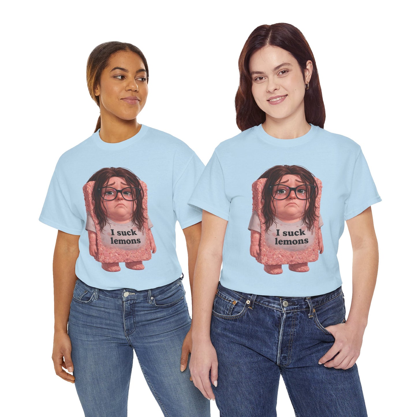 Graphic Tee — Cute Sad SPAM  Character with 'I suck lemons' Slogan