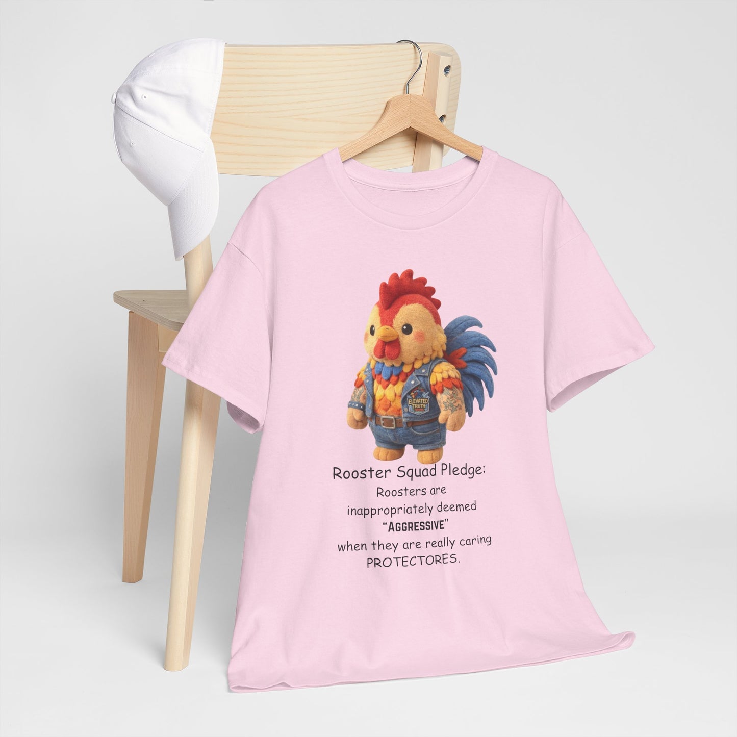 Rooster Squad Pledge T‑Shirt — Cute Protective Rooster Illustration Tee