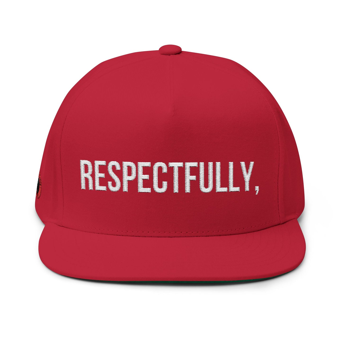 Respectfully Embroidered Flat Bill Cap — Signature Statement Hat