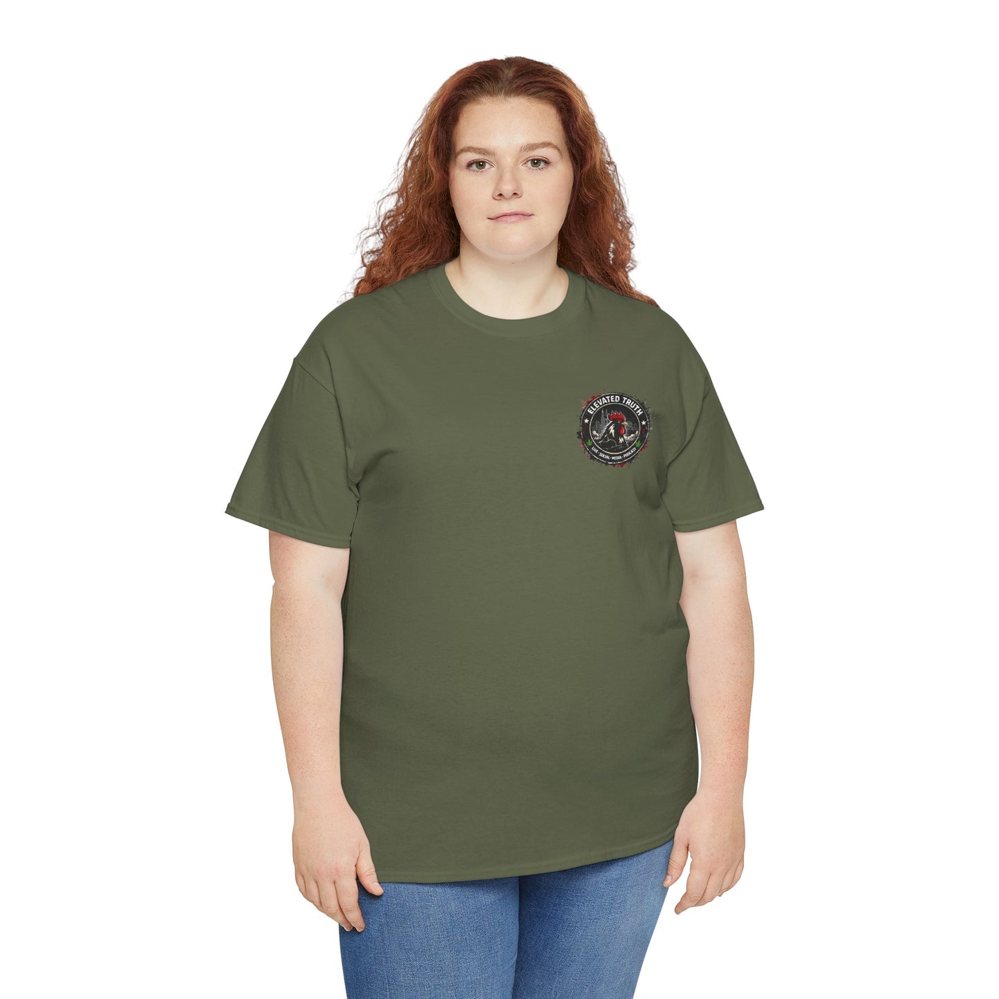 Rooster Squad Graphic Tee — Vintage Firefighter-Style Back Print