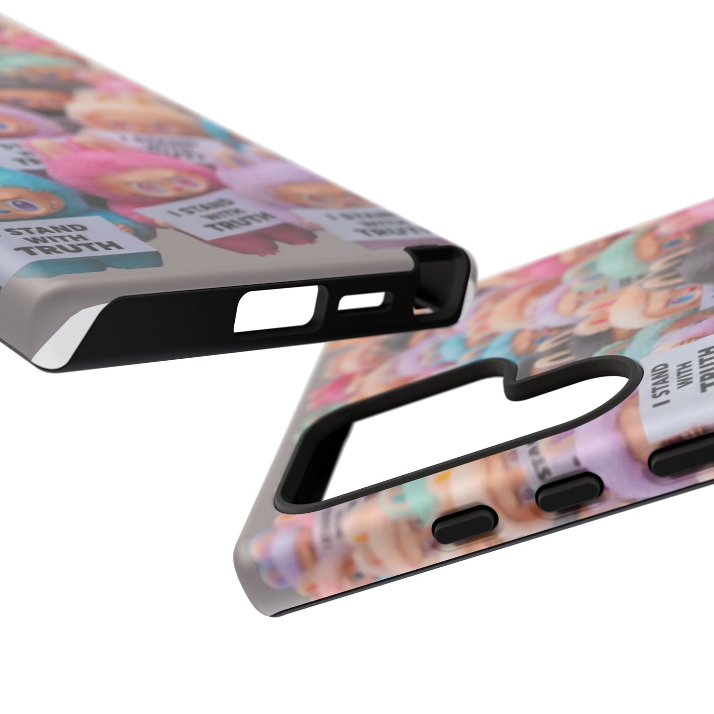 Cute Labubu  Phone Case — "I Stand With Truth" Pastel Doll Design