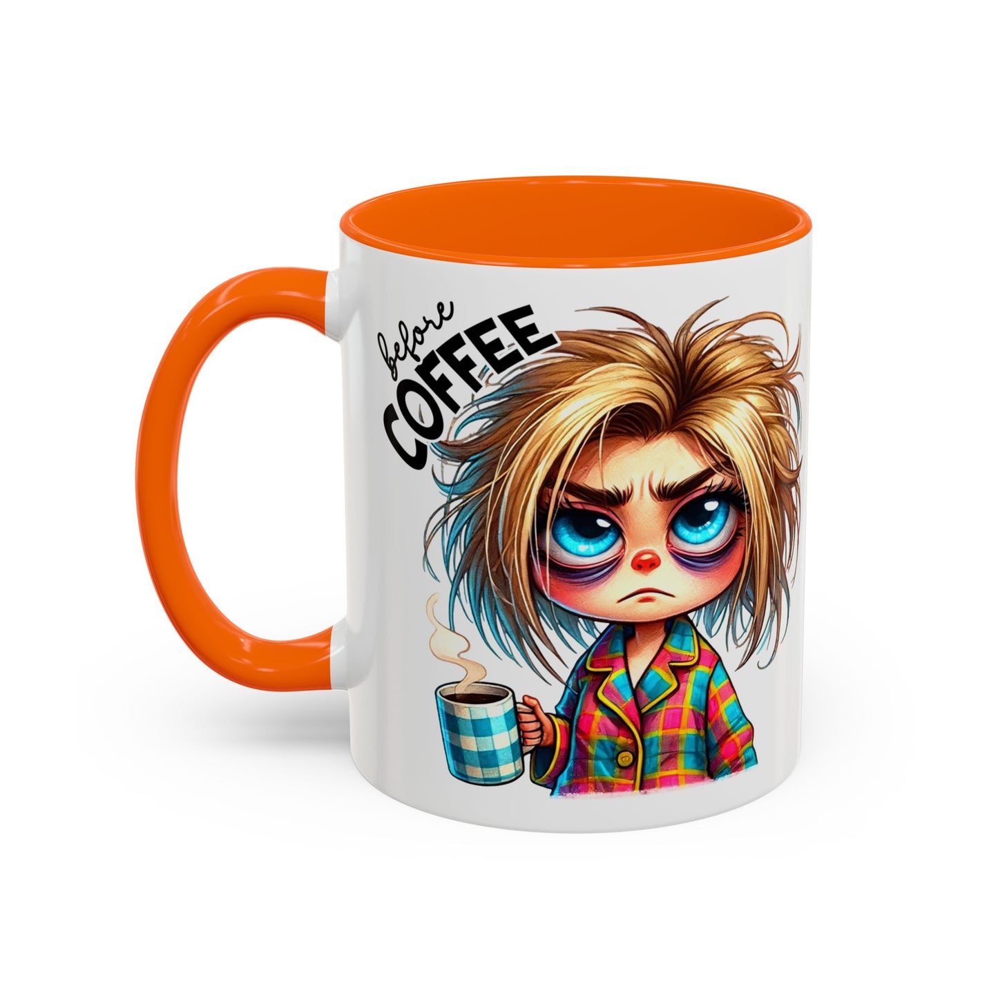Accent Coffee Mug — Cute Blonde 'Fully Caffeinated' Coffee Lover Gift (11/15 oz)
