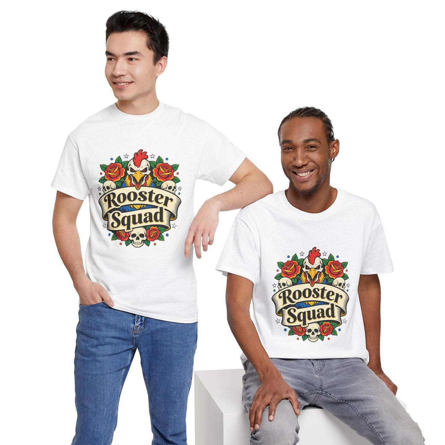 Rooster Squad T-Shirt — Vintage Tattoo Floral Rooster Tee