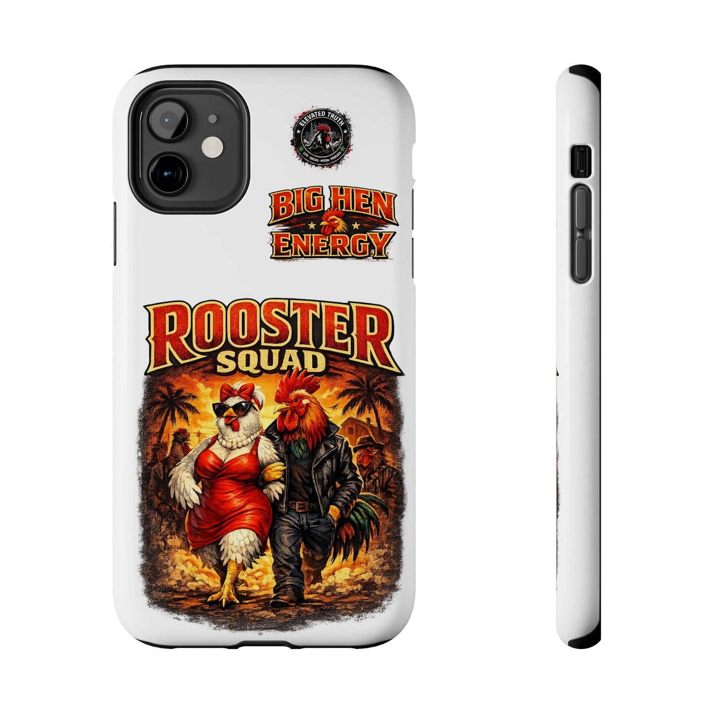 Rooster Squad Tough Phone Case – "Big Hen Energy" Retro Chicken Couple Design