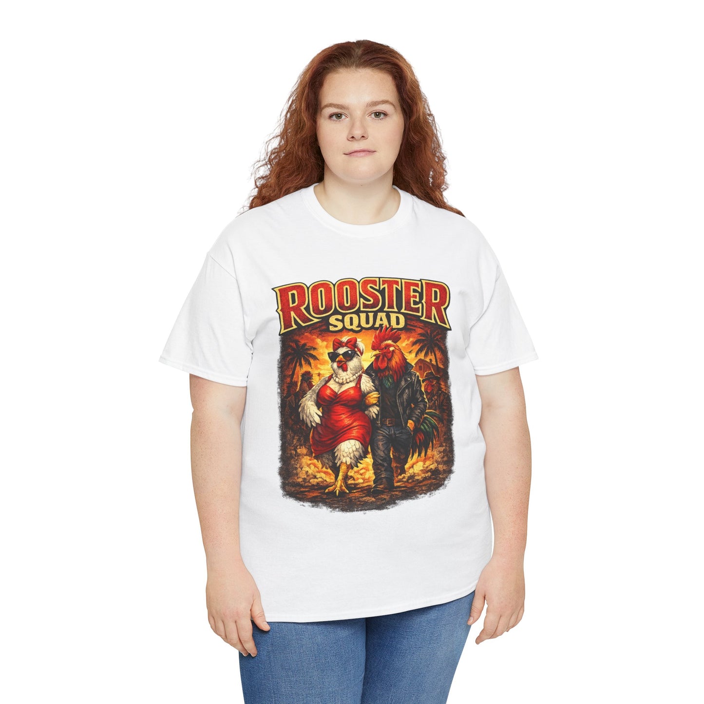 BIG ROOSTER ENERGY: Rooster Squad Vintage Graphic Tee – Retro Tropical Rooster Couple Shirt