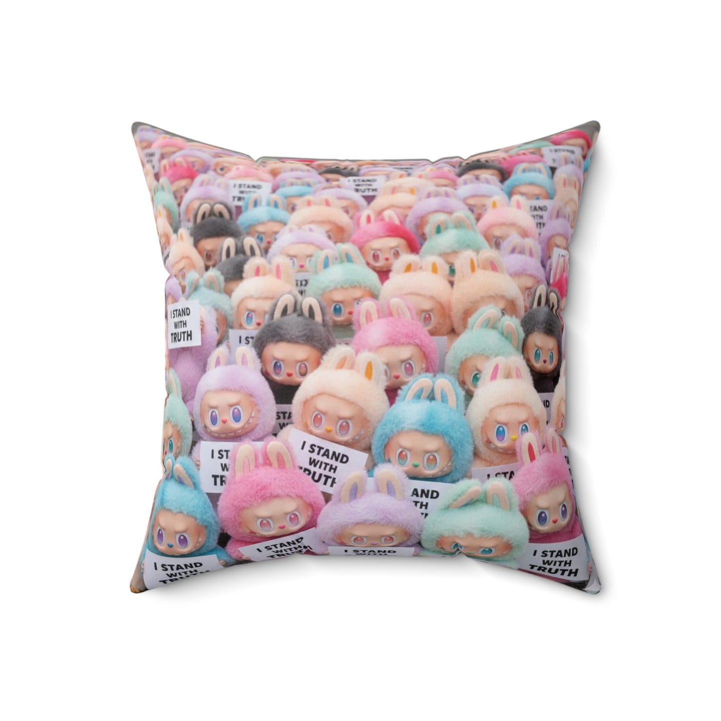 Cute LABUBU Decorative Pillow — "I Stand With Truth"
