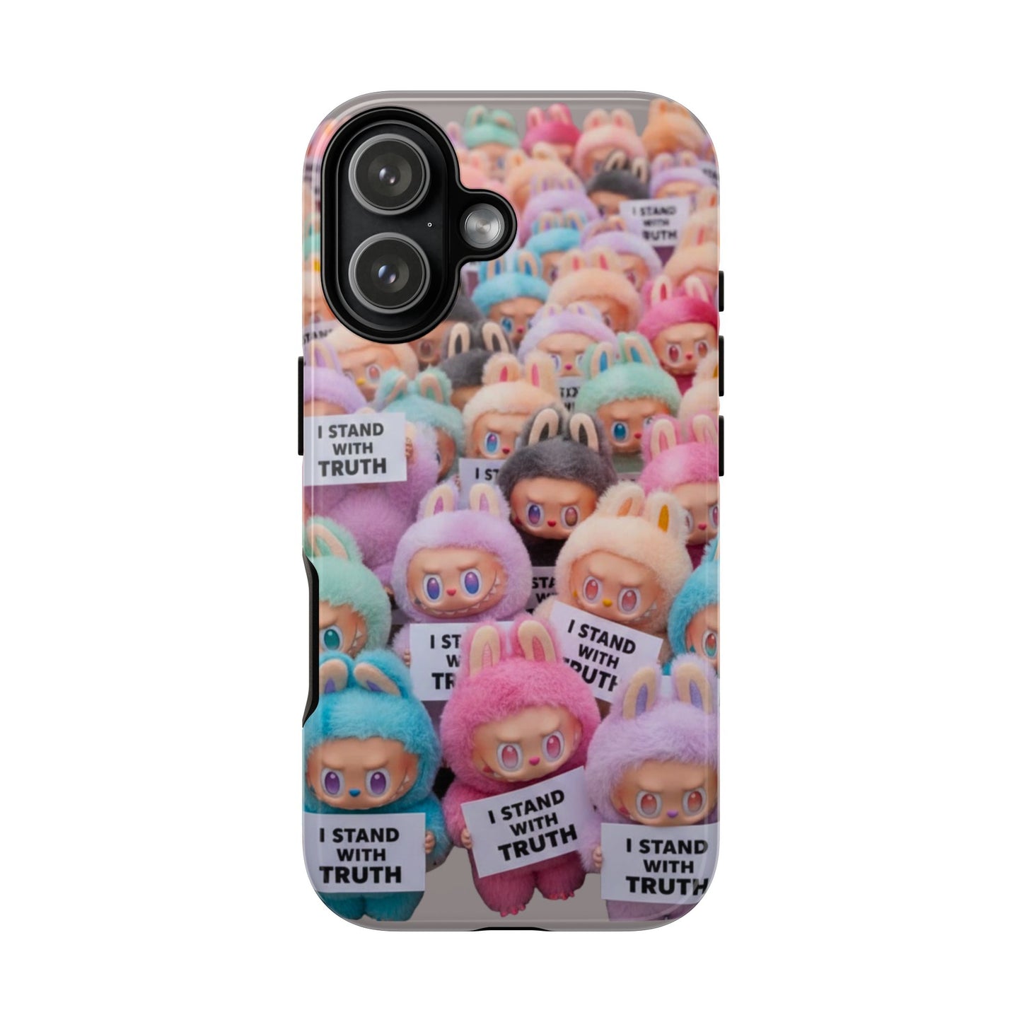 Cute Labubu  Phone Case — "I Stand With Truth" Pastel Doll Design
