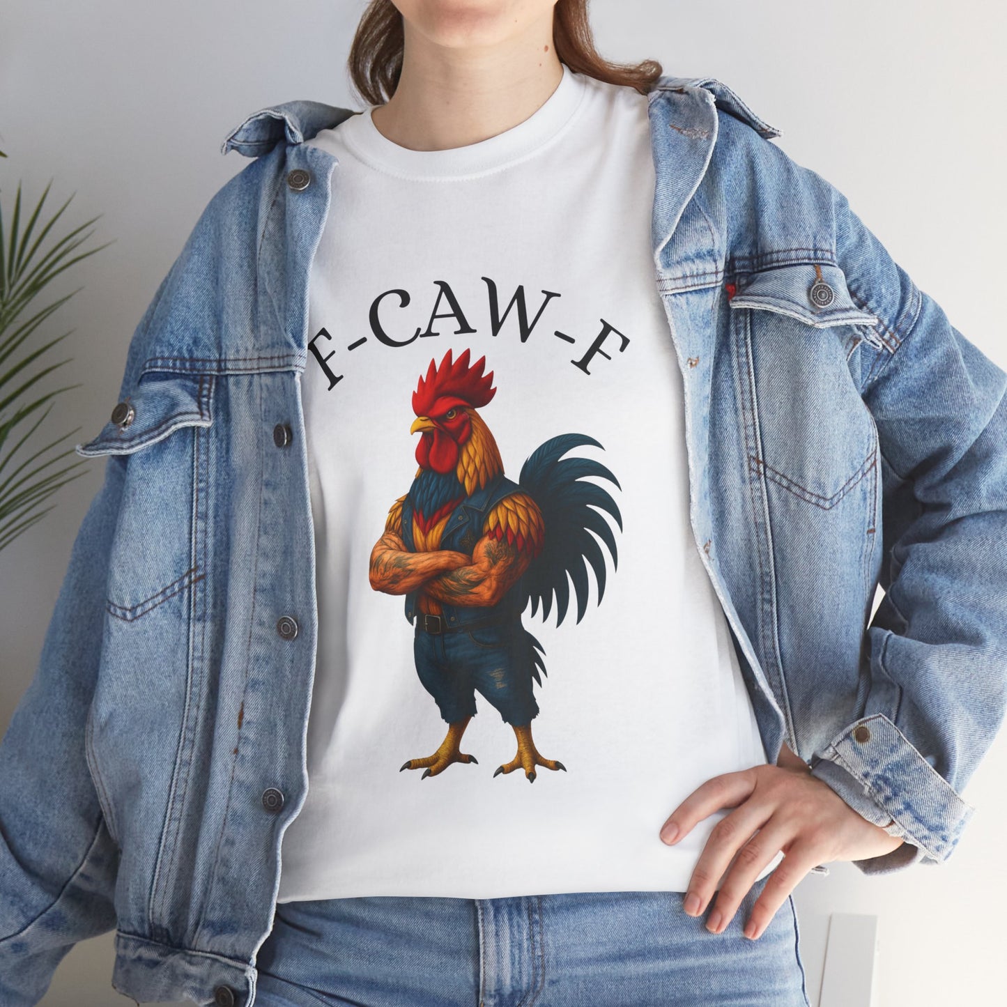 F-CAW-F Rooster Graphic Tee — Funny Rooster Illustration Shirt
