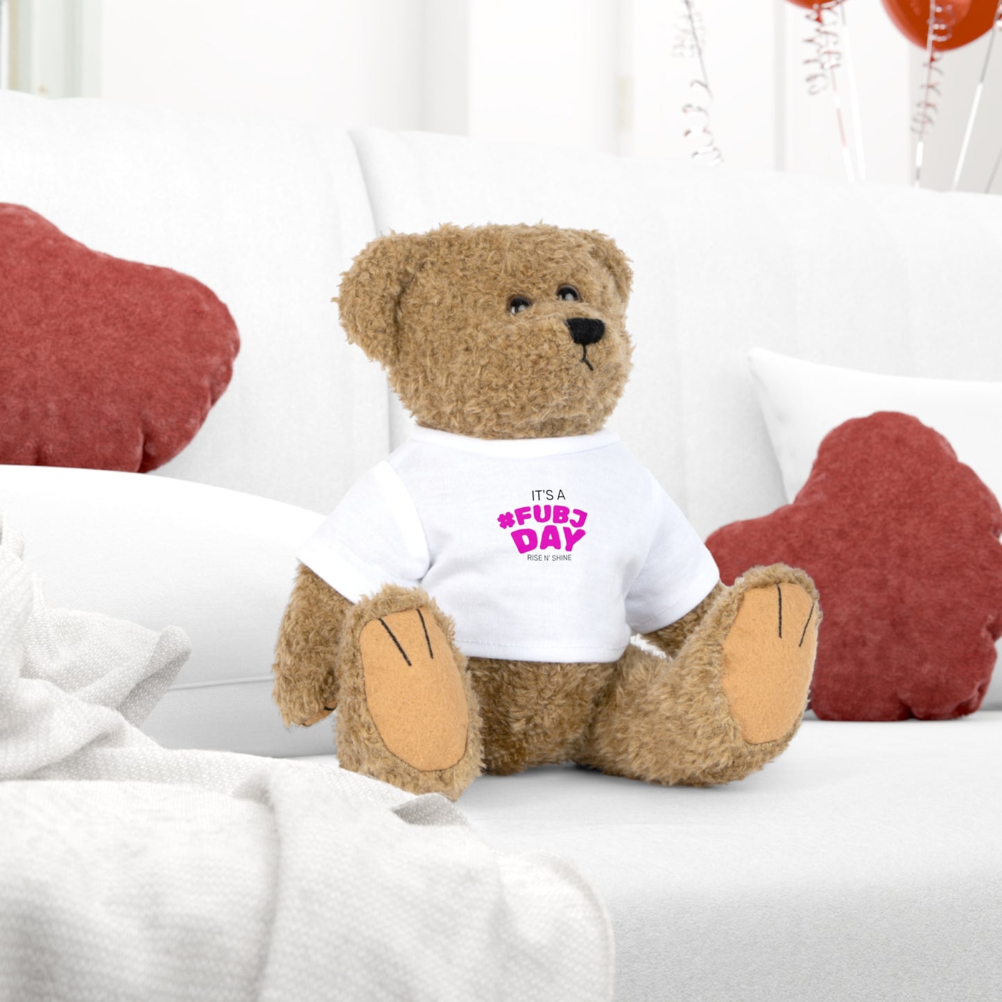 Bear Plush Toy with #FUBJ T‑Shirt — Cute Gift for Kids & Teens