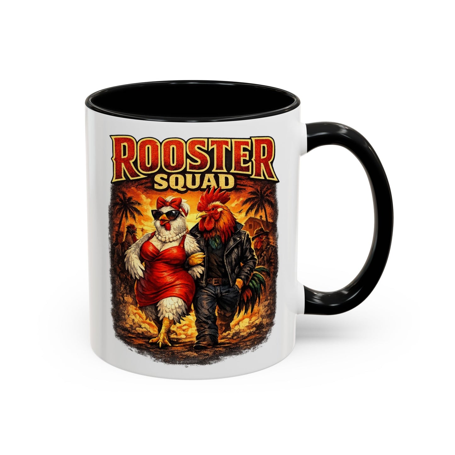 BIG ROOSTER ENERGY: Rooster Squad Coffee Mug – Retro Tropical Rooster Couple Accent Mug (11/15oz)