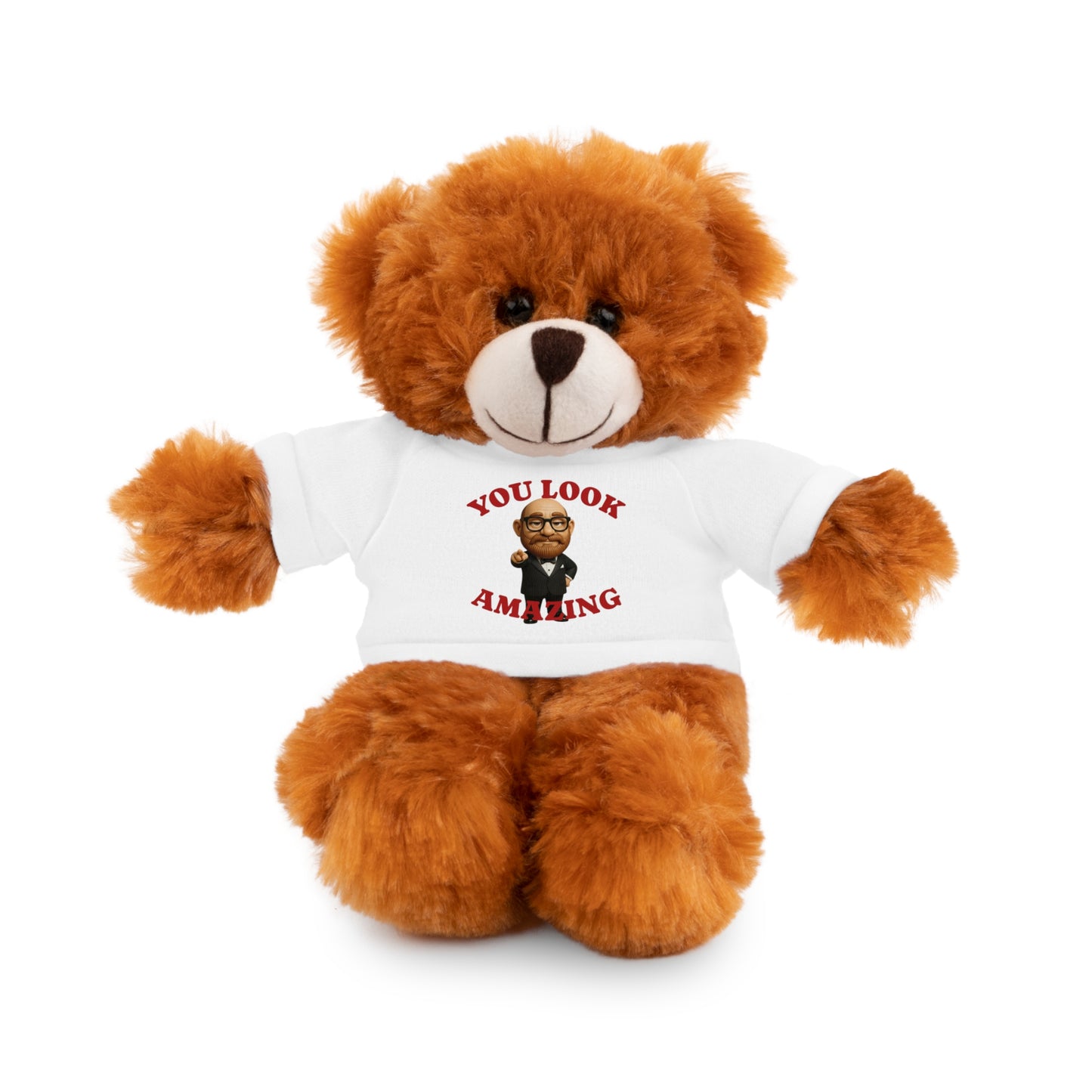 Fluffy Bear Plush with "You Look Amazing" Tee — Cute Gift for Friends & Loved Ones