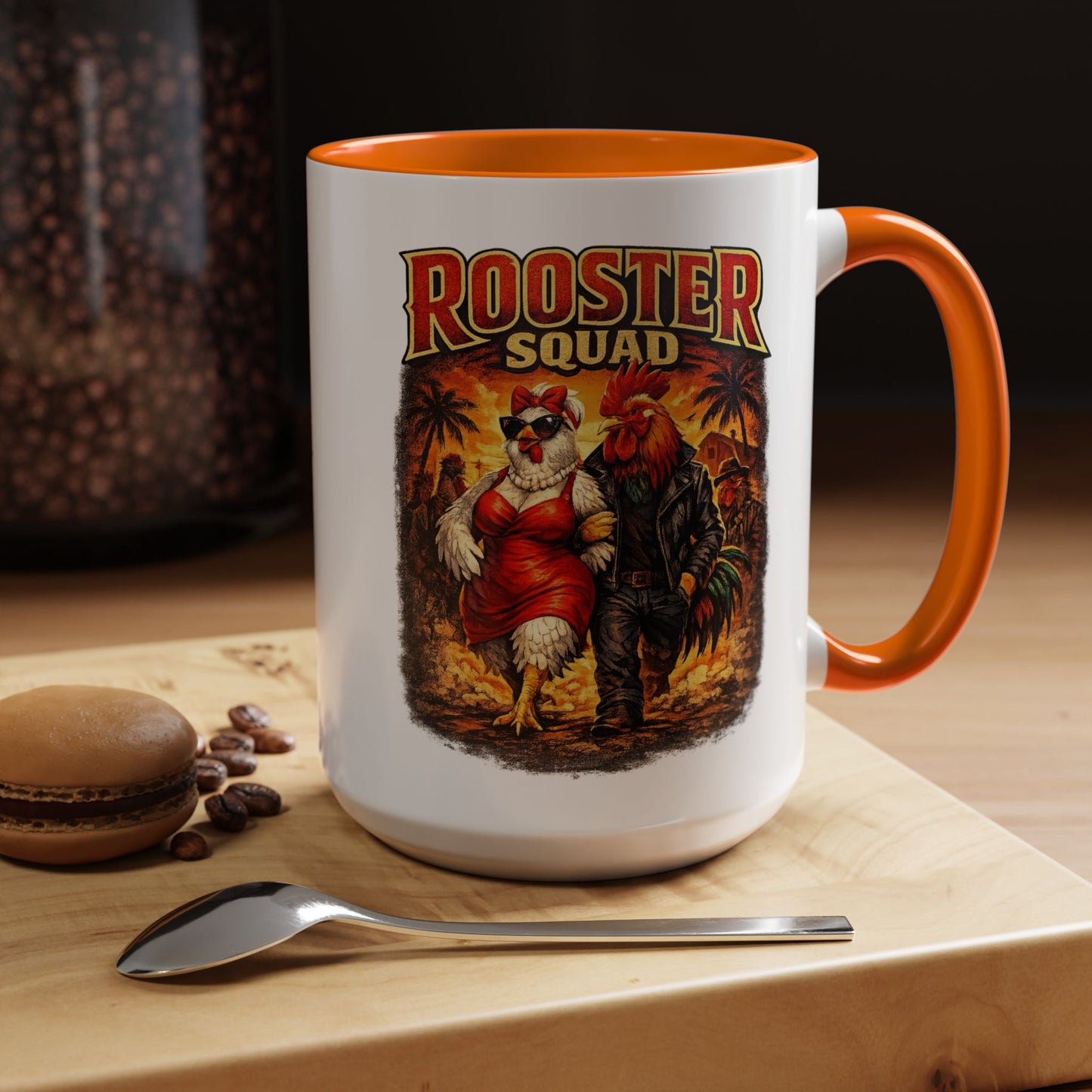 BIG ROOSTER ENERGY: Rooster Squad Coffee Mug – Retro Tropical Rooster Couple Accent Mug (11/15oz)