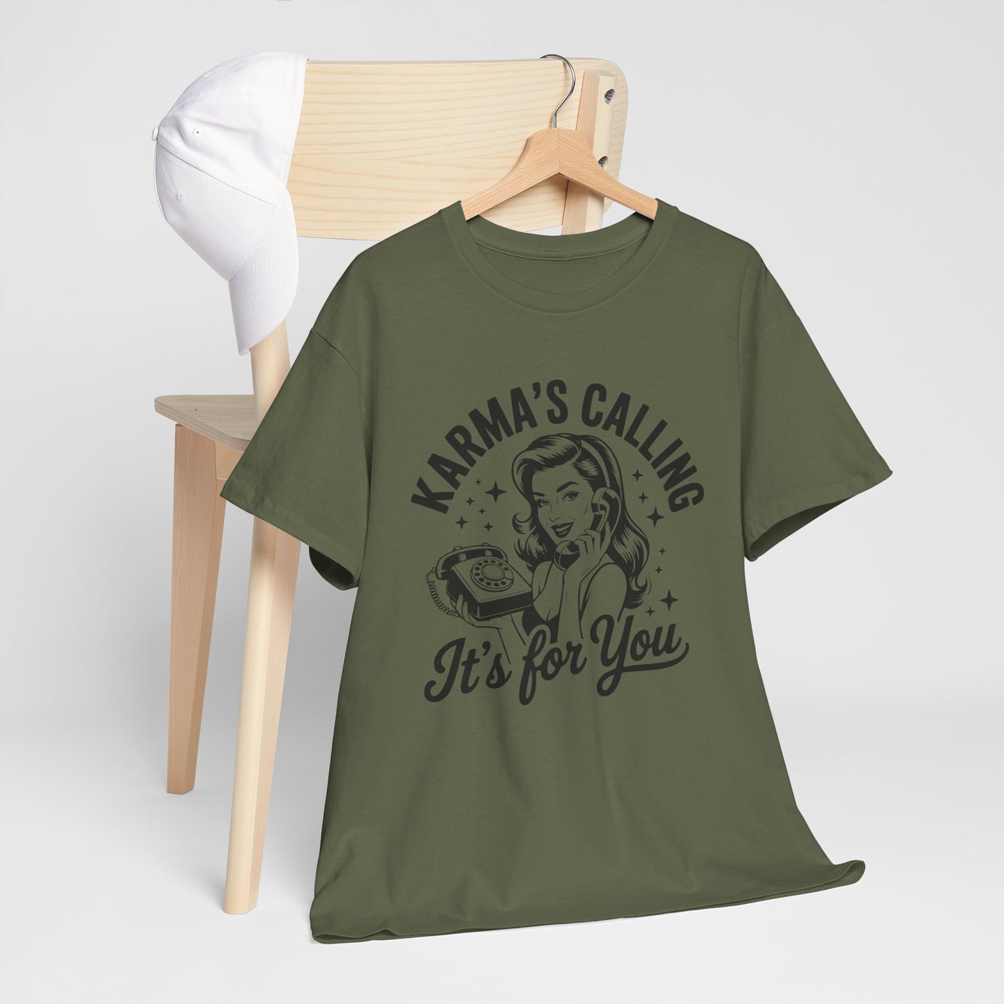 T‑Shirt — “Karma’s Calling, It’s for You” Retro Graphic Tee
