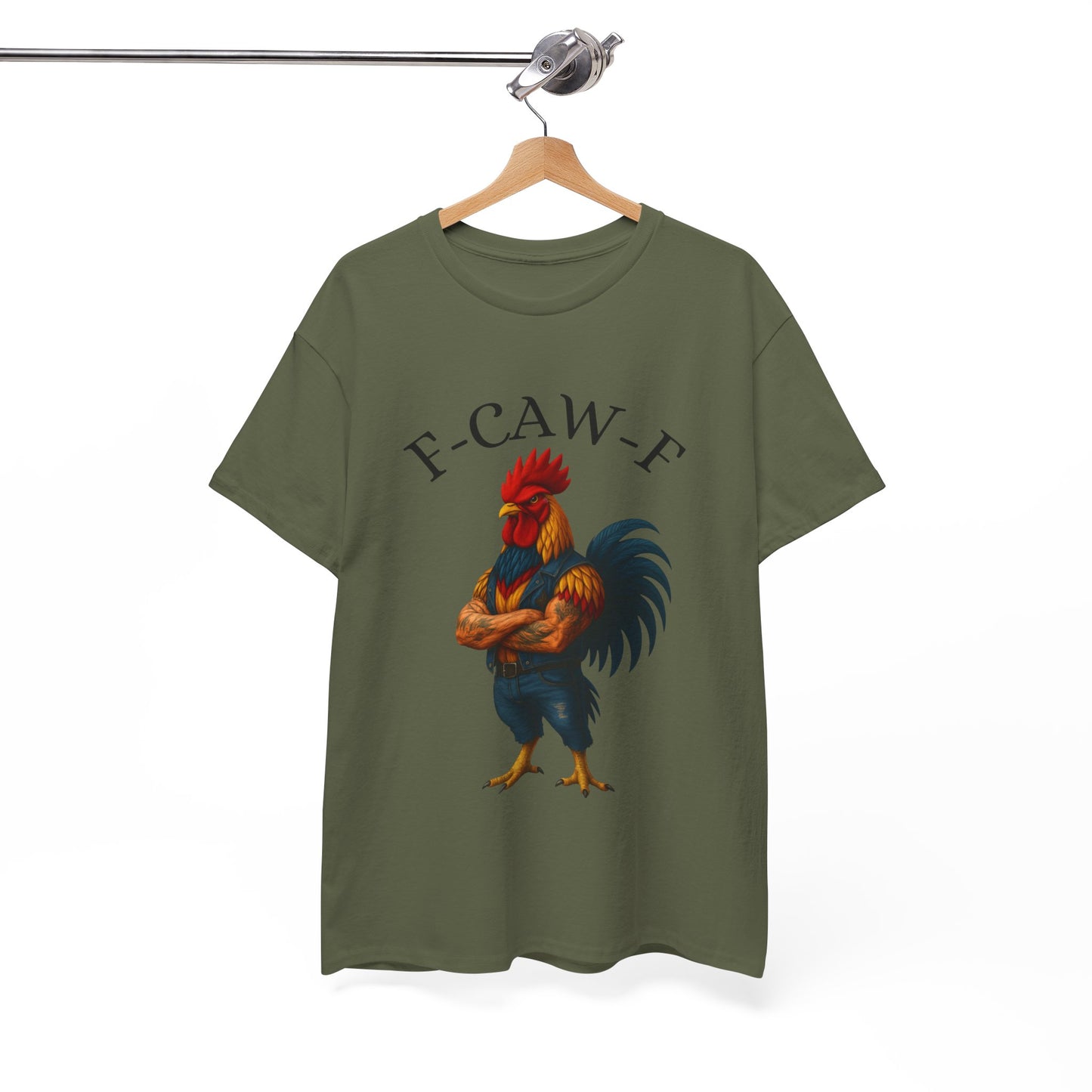 F-CAW-F Rooster Graphic Tee — Funny Rooster Illustration Shirt