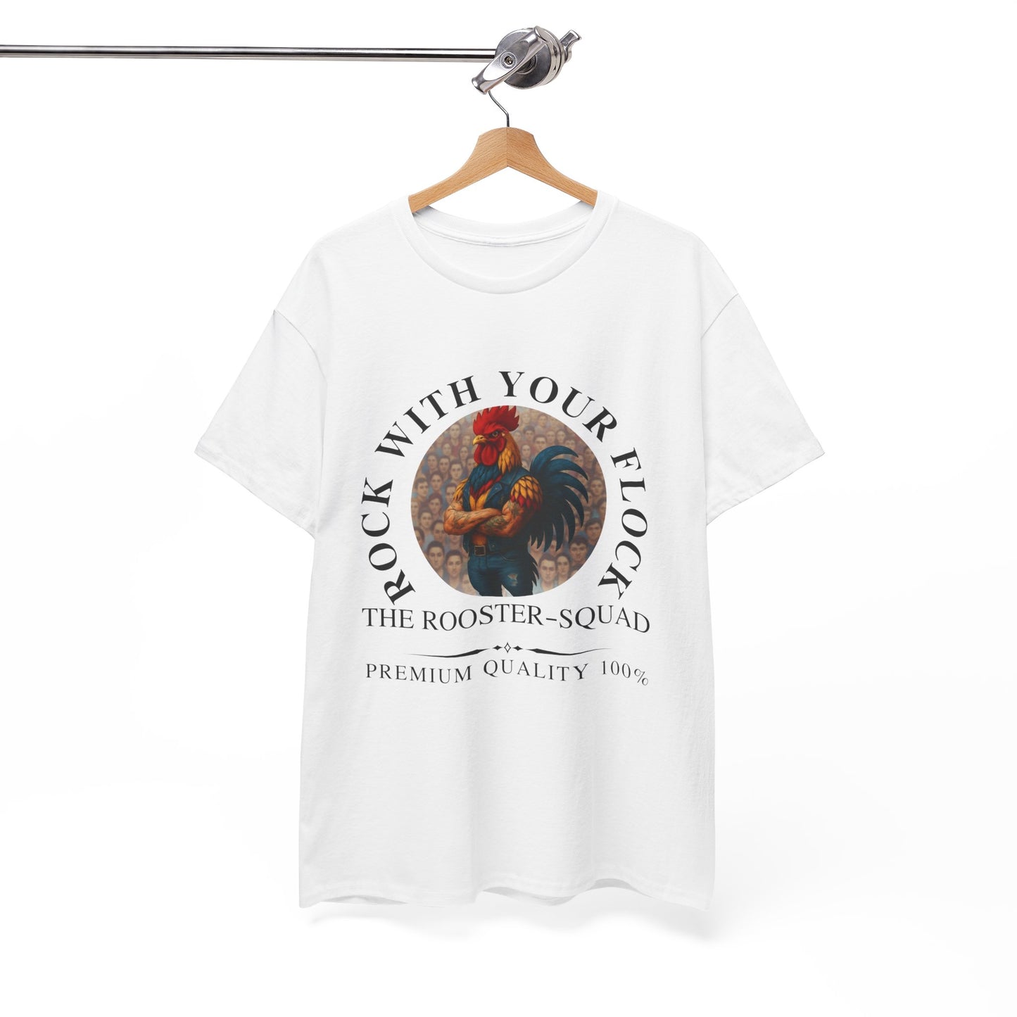 Rooster Squad Tee — "Rock With Your Flock" Vintage Rooster Graphic T-Shirt