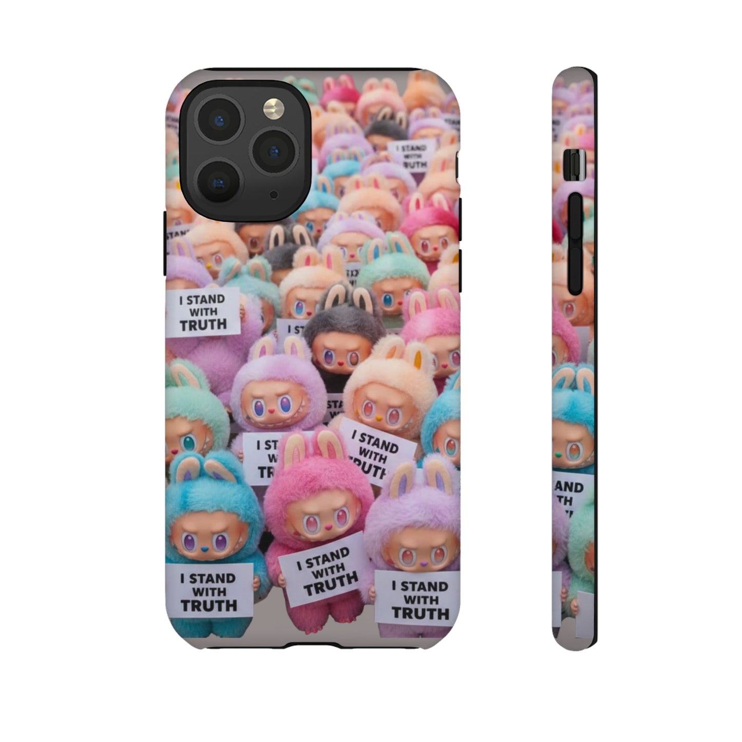 Cute Labubu  Phone Case — "I Stand With Truth" Pastel Doll Design