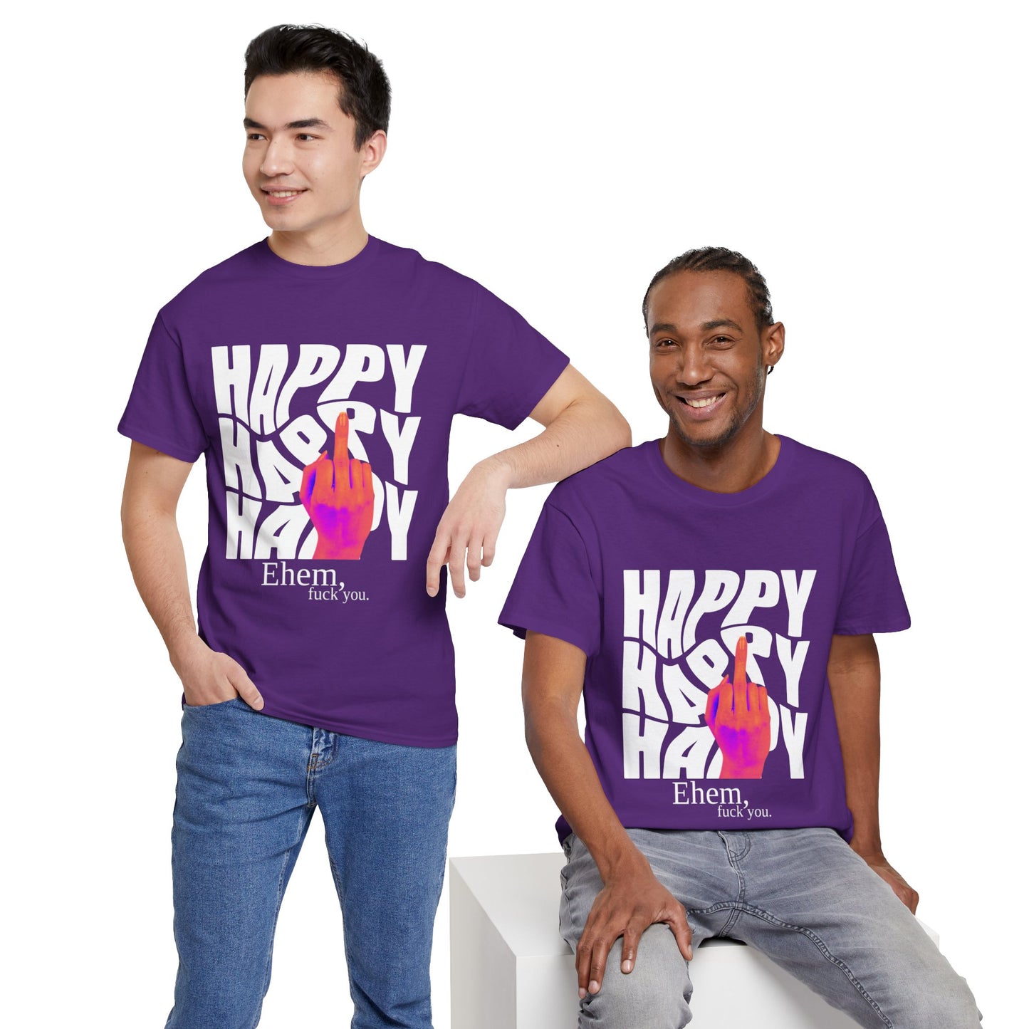Happy Middle Finger Tee — "Ehem, fuck you." Graphic T-Shirt