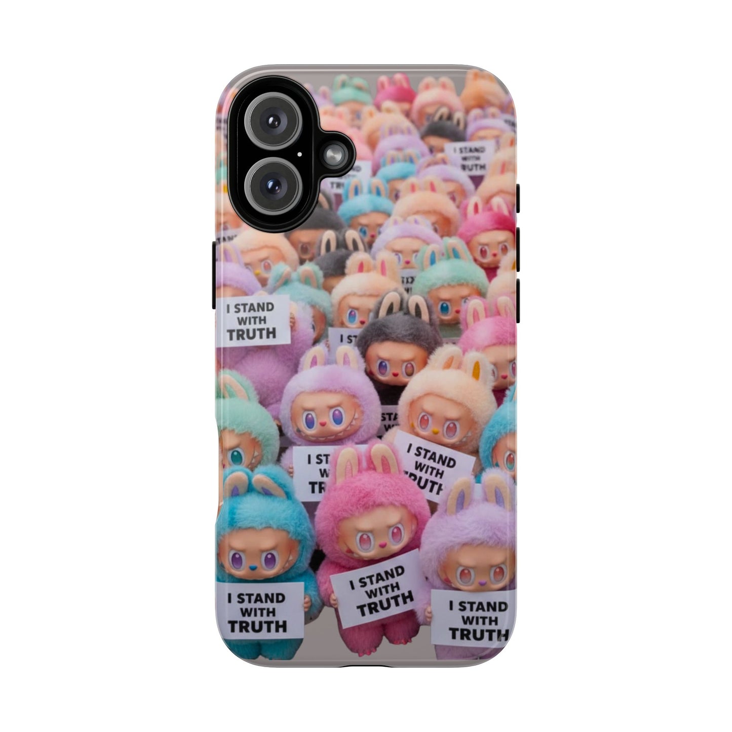 Cute Labubu  Phone Case — "I Stand With Truth" Pastel Doll Design