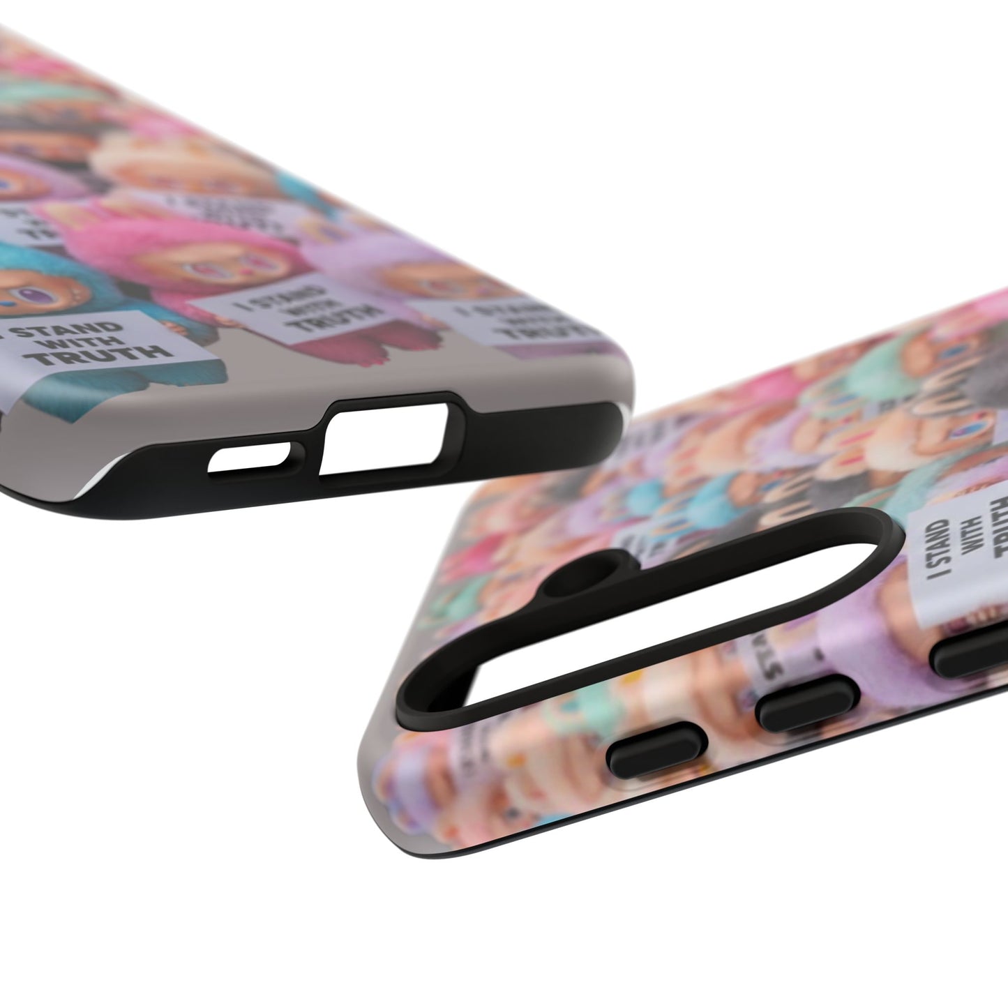 Cute Labubu  Phone Case — "I Stand With Truth" Pastel Doll Design