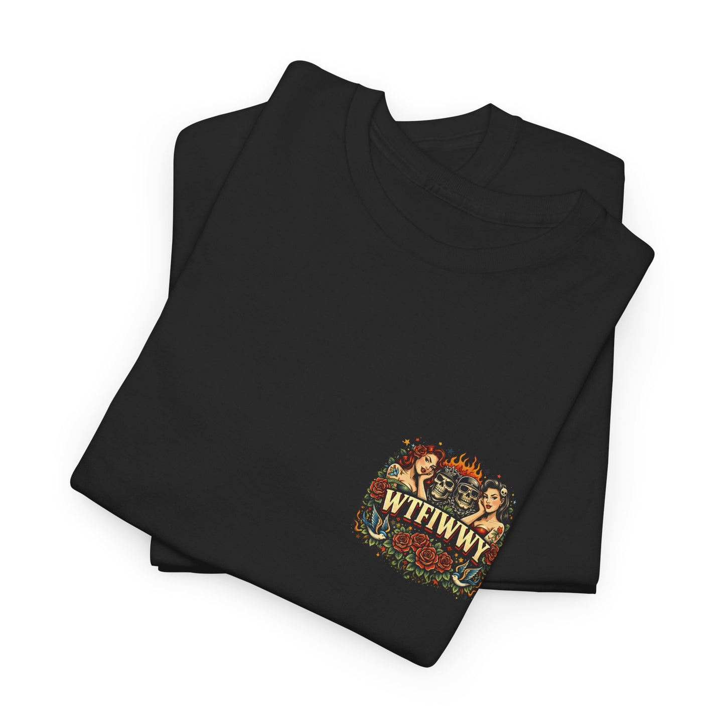 What the F**k Is Wrong With You? Graphic Tee — Retro Tattoo Skull & Pinup T-Shirt