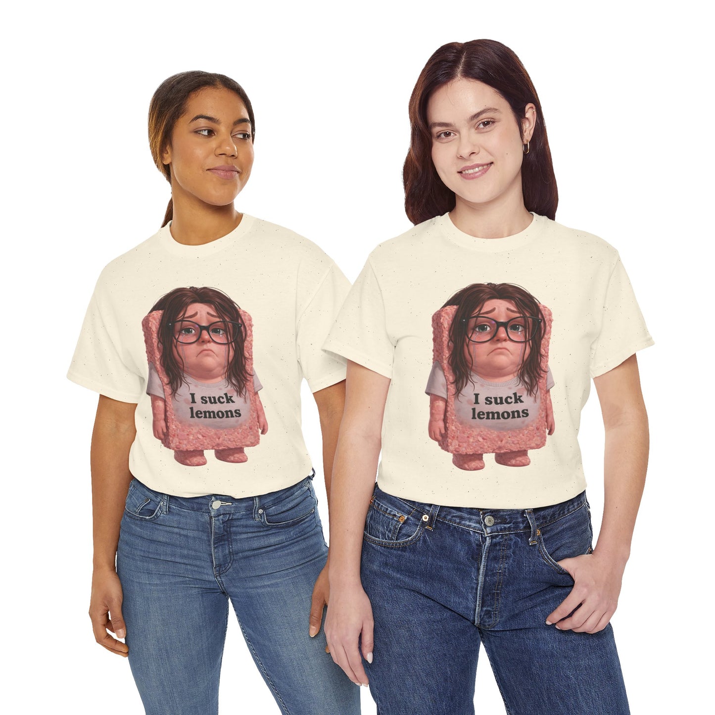 Graphic Tee — Cute Sad SPAM  Character with 'I suck lemons' Slogan