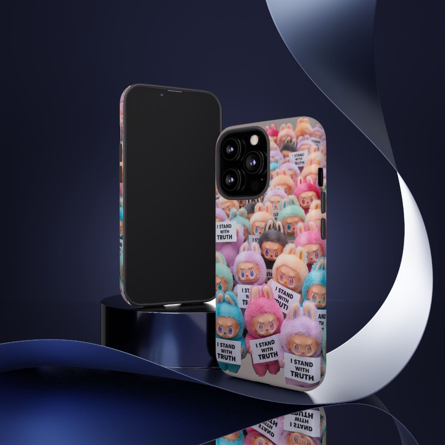 Cute Labubu  Phone Case — "I Stand With Truth" Pastel Doll Design