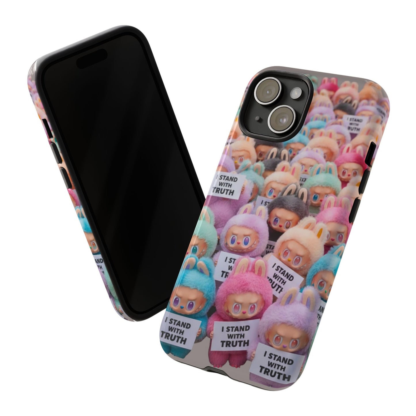 Cute Labubu  Phone Case — "I Stand With Truth" Pastel Doll Design