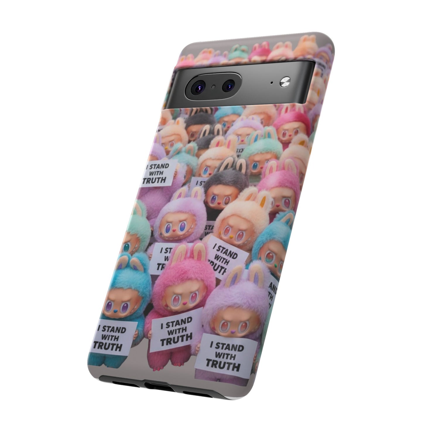 Cute Labubu  Phone Case — "I Stand With Truth" Pastel Doll Design