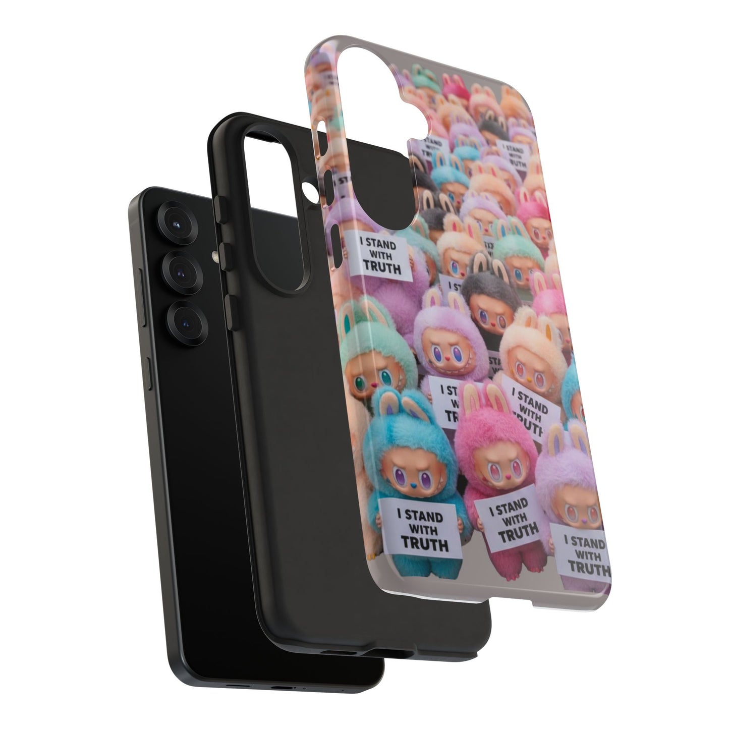 Cute Labubu  Phone Case — "I Stand With Truth" Pastel Doll Design