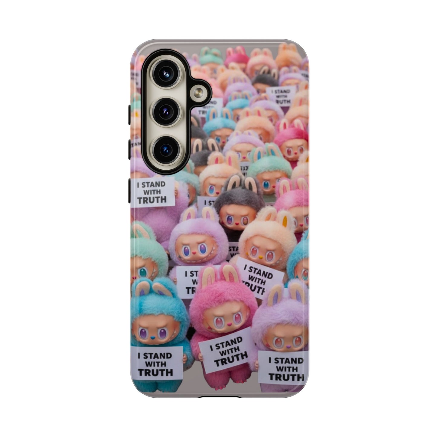 Cute Labubu  Phone Case — "I Stand With Truth" Pastel Doll Design