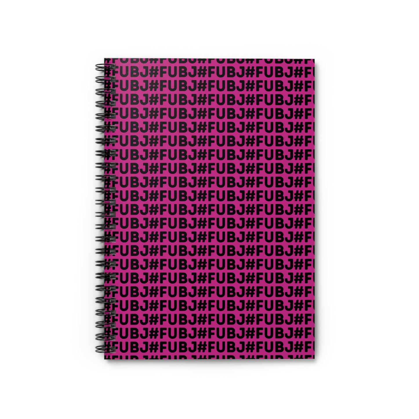 Spiral Notebook — Bold Repeating “FUBJ” Pattern, Lined Journal for Notes & School