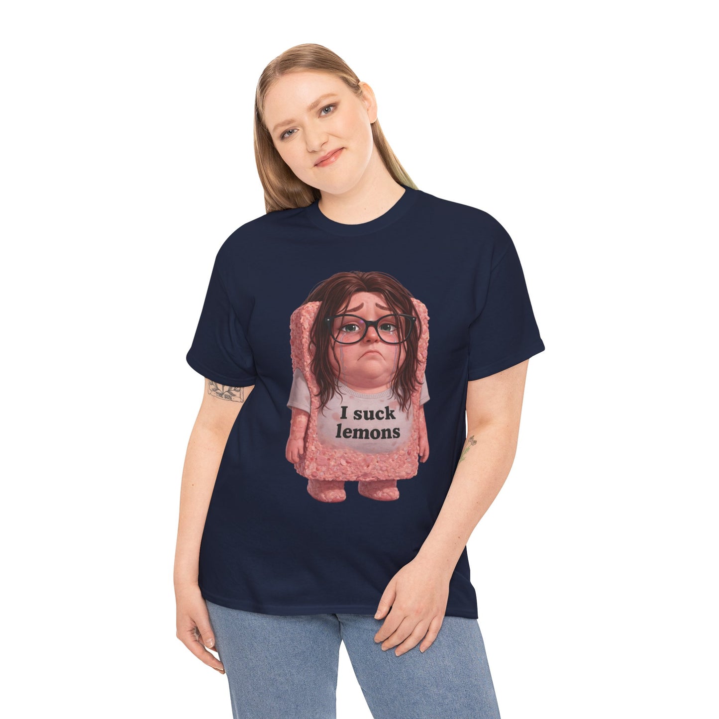 Graphic Tee — Cute Sad SPAM  Character with 'I suck lemons' Slogan