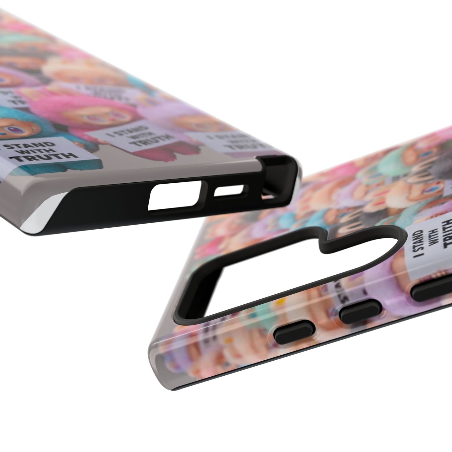 Cute Labubu  Phone Case — "I Stand With Truth" Pastel Doll Design
