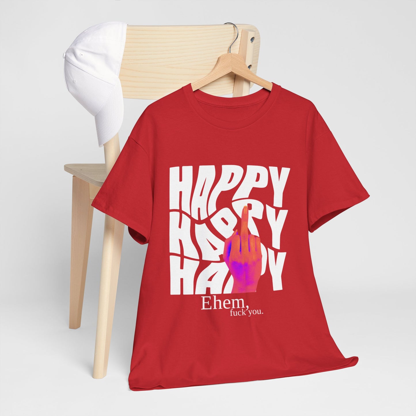 Happy Middle Finger Tee — "Ehem, fuck you." Graphic T-Shirt