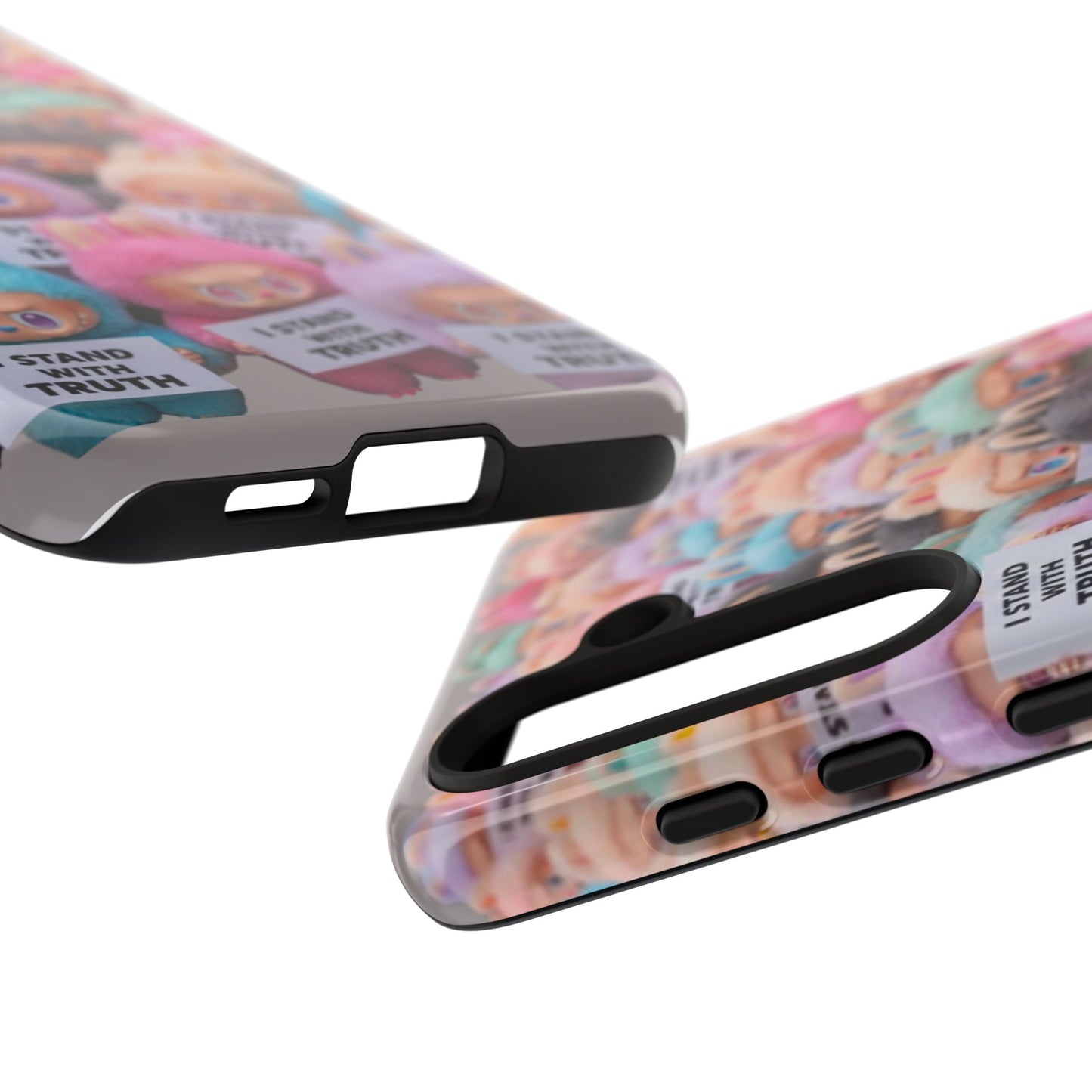 Cute Labubu  Phone Case — "I Stand With Truth" Pastel Doll Design
